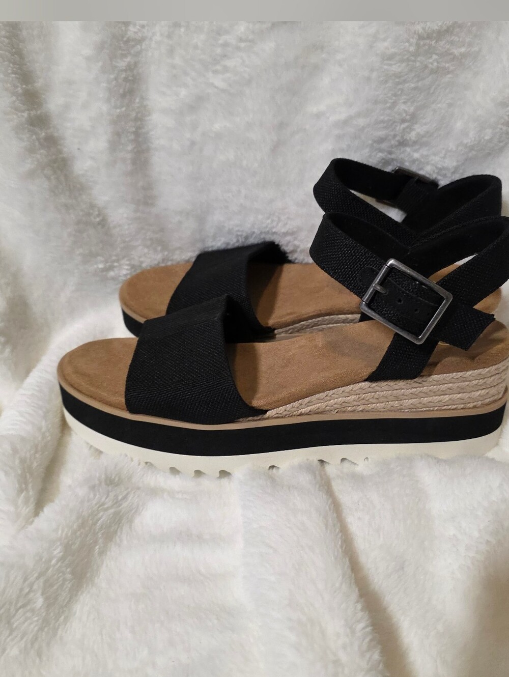 Toms Black Platform Diana Sandals